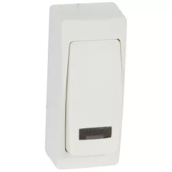   Legrand Oteo falon kívüli keskeny egypólusú nyomó fényjelzős, kerettel fehér (Legrand 086088)