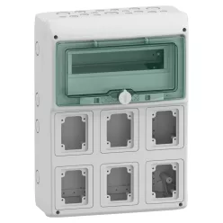   MUREVA (Kaedra) Kiselosztó, átlátszó ajtó, 1x12 modul+6 nyílás