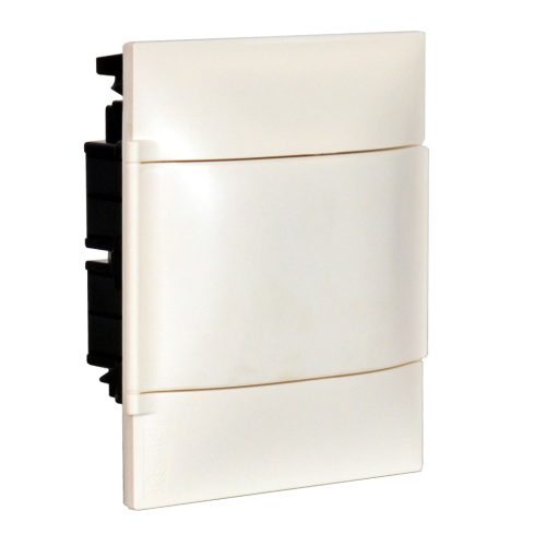 Legrand PractiboxS 1 sor 6 modul, téglafalba süllyeszthető kiselosztó(650°C), fehér ajtóval, védőföld és nulla elosztókapoccsal (Legrand 134146)