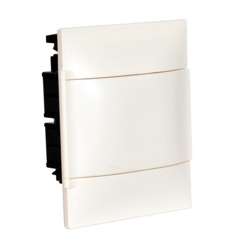 Legrand PractiboxS 1 sor 8 modul, gipszkartonba süllyeszthető kiselosztó (850°C), fehér ajtóval, védőföld és nulla elosztókapoccsal (Legrand 134168)