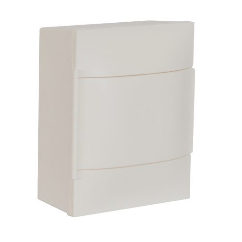 Legrand PractiboxS 1 sor 4 modul, falon kívüli kiselosztó, fehér ajtóval, védőföld és nulla elosztókapoccsal (Legrand 134204)
