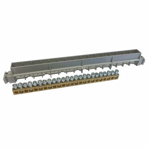 Legrand PractiboxS 12 modulos süllyesztett szekrényhez, 1 x (12x16mm² + 12x10mm²) csupasz PE elosztókapocs szigetelt tartóval; Icc=6 kA (Legrand 134802)