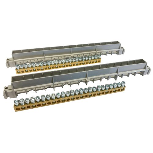 Legrand PractiboxS 12 modulos süllyesztett szekrényhez, 2 x (12x16mm² + 12x10mm²) csupasz PE+N elosztókapocs szigetelt tartóval; Icc=6 kA (Legrand 134812)