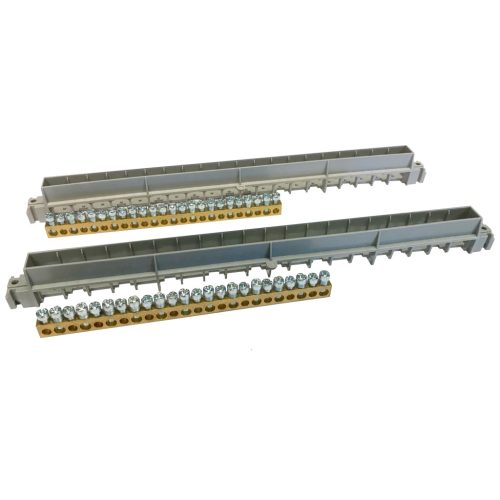 Legrand PractiboxS 12 modulos falon kívüli szekrényhez, 2 x (12x16mm² + 12x10mm²) csupasz PE+N elosztókapocs szigetelt tartóval; Icc=6 kA (Legrand 134813)