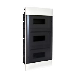   Legrand PractiboxS 3 sor 12 modul, gipszkartonba süllyeszthető kiselosztó(850°C), átlátszó füstszínű ajtóval, védőföld és nulla elosztókapoccsal (Legrand 135173)