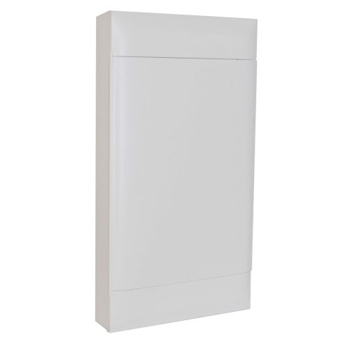 Legrand PractiboxS 4 sor 12 modul, falon kívüli kiselosztó(650°C), fehér ajtóval, védőföld és nulla elosztókapoccsal (Legrand 135204)