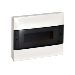   Legrand PractiboxS 1 sor 12 modul, falon kívüli kiselosztó(650°C), átlátszó füstszínű ajtóval, védőföld és nulla elosztókapoccsal (Legrand 135211)