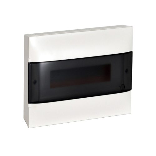 Legrand PractiboxS 1 sor 12 modul, falon kívüli kiselosztó(650°C), átlátszó füstszínű ajtóval, védőföld és nulla elosztókapoccsal (Legrand 135211)
