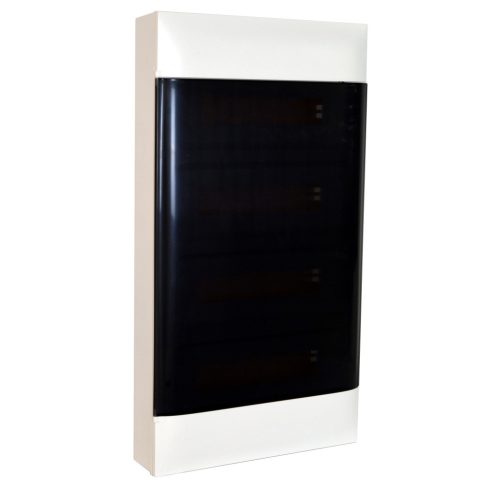 Legrand PractiboxS 4 sor 12 modul, falon kívüli kiselosztó(650°C), átlátszó füstszínű ajtóval, védőföld és nulla elosztókapoccsal (Legrand 135214)