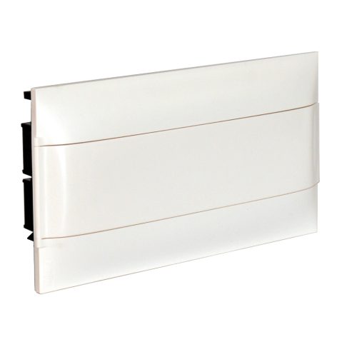 Legrand PractiboxS 1 sor 18 modul, téglafalba süllyeszthető kiselosztó(650°C), fehér ajtóval, védőföld és nulla elosztókapoccsal (Legrand 137146)