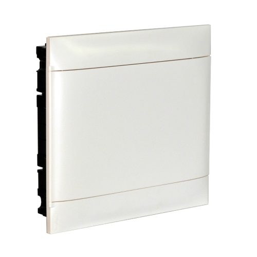 Legrand PractiboxS 2 sor 18 modul, téglafalba süllyeszthető kiselosztó(650°C), fehér ajtóval, védőföld és nulla elosztókapoccsal (Legrand 137147)