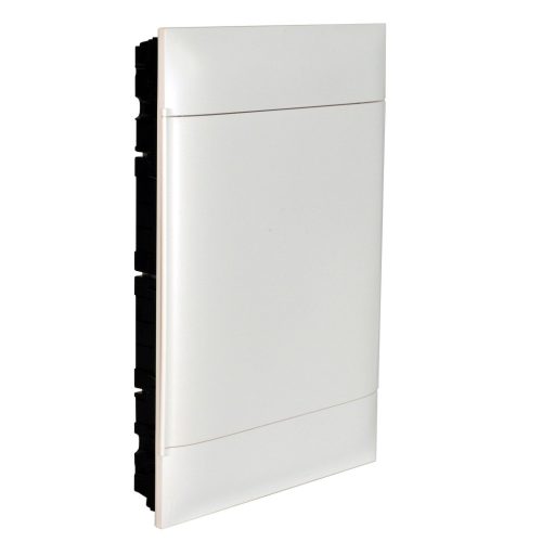 Legrand PractiboxS 3 sor 18 modul, téglafalba süllyeszthető kiselosztó(650°C), fehér ajtóval, védőföld és nulla elosztókapoccsal (Legrand 137148)