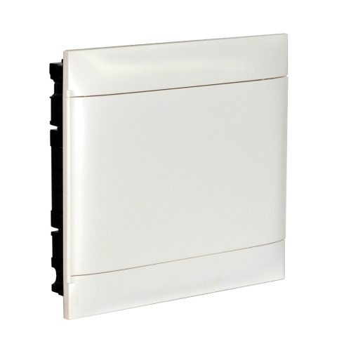 Legrand PractiboxS 2 sor 18 modul, gipszkartonba süllyeszthető kiselosztó(850°C), fehér ajtóval, védőföld és nulla elosztókapoccsal (Legrand 137167)