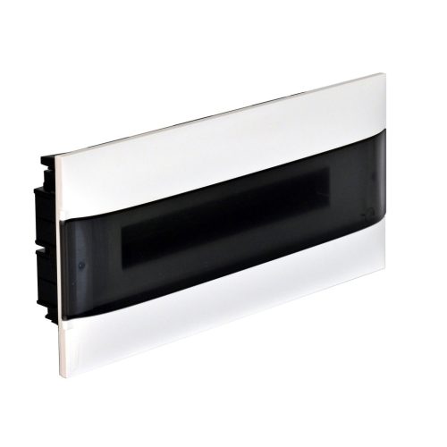Legrand PractiboxS 1 sor 22 modul, gipszkartonba süllyeszthető kiselosztó(850°C), átlátszó füstszínű ajtóval, védőföld és nulla elosztókapoccsal (Legrand 137175)