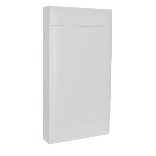 Legrand PractiboxS 4 sor 18 modul, falon kívüli kiselosztó(650°C), fehér ajtóval, védőföld és nulla elosztókapoccsal (Legrand 137209)