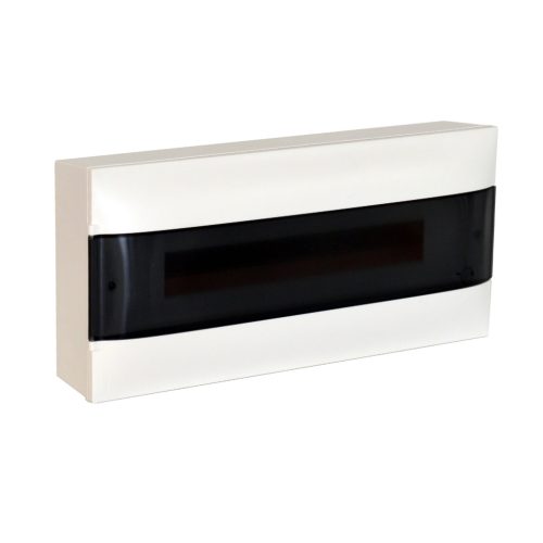 Legrand PractiboxS 1 sor 22 modul, falon kívüli kiselosztó(650°C), átlátszó füstszínű ajtóval, védőföld és nulla elosztókapoccsal (Legrand 137215)