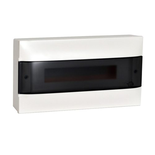 Legrand PractiboxS 1 sor 18 modul, falon kívüli kiselosztó(650°C), átlátszó füstszínű ajtóval, védőföld és nulla elosztókapoccsal (Legrand 137216)