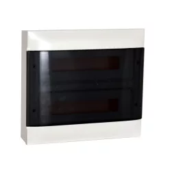   Legrand PractiboxS 2 sor 18 modul, falon kívüli kiselosztó(650°C), átlátszó füstszínű ajtóval, védőföld és nulla elosztókapoccsal (Legrand 137217)