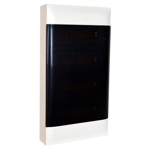 Legrand PractiboxS 4 sor 18 modul, falon kívüli kiselosztó(650°C), átlátszó füstszínű ajtóval, védőföld és nulla elosztókapoccsal (Legrand 137219)