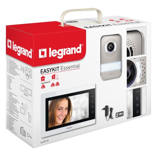 Legrand 2 vezetékes EASYKIT Essential kaputelefon kiegészítő: videó beltéri egység: 7''-os, színes kijelző, adapterrel, fehér (Legrand 363220)