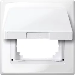   MERTEN Egyes keret csapófedéllel, 2P+F csatlakozóaljzatokhoz, IP44, System-M, polárfehér