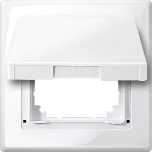 MERTEN Egyes keret csapófedéllel, 2P+F csatlakozóaljzatokhoz, IP44, System-M, polárfehér