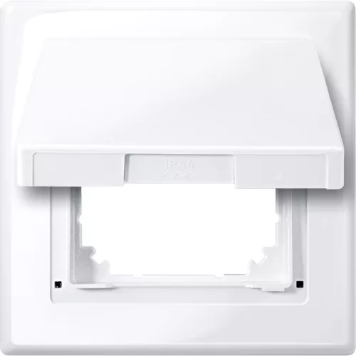 MERTEN Egyes keret csapófedéllel, 2P+F csatlakozóaljzatokhoz, IP44, System-M, aktívfehér