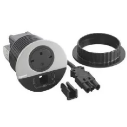   Legrand Incara Disq 80 - bútorba süllyeszthető 2P+F + USB A+C + kábelkivezető aljzat, 2m kábellel, alumínium (Legrand 654716)