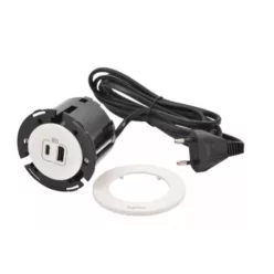   Legrand Incara Disq 60 - bútorba süllyeszthető USB A+C töltőaljzat, 2m kábellel, fehér (Legrand 654730)