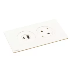   Legrand Incara Disq In 2 - bútorba süllyeszthető 1x2P+F + 1xUSB A+C aljzat, 2m kábellel, fehér (Legrand 654746)