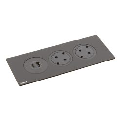   Legrand Incara Disq In 3 - bútorba süllyeszthető 2x2P+F + 1xUSB A+C aljzat, 2m kábellel, fekete (Legrand 654750)