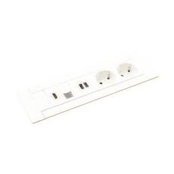   Legrand Incara Multilink - bútorba süllyeszthető, 8 modul, 2x2P+F + USB A+C + RJ45 Cat.6 UTP 1 modul + HDMI 1 modul aljzat, 2m kábellel, fehér (Legrand 654781)