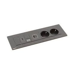   Legrand Incara Multilink - bútorba süllyeszthető, 8 modul, 2x2P+F + USB A+C + RJ45 Cat.6 UTP 1 modul + HDMI 1 modul aljzat, 2m kábellel, fekete (Legrand 654787)