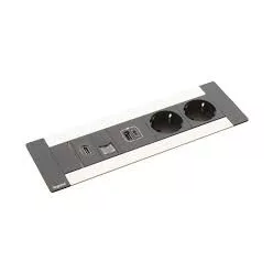   Legrand Incara Multilink - bútorba süllyeszthető, 8 modul, 2x2P+F + USB A+C + RJ45 Cat.6 UTP 1 modul + HDMI 1 modul aljzat, 2m kábellel, alumínium (Legrand 654791)