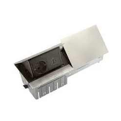   Legrand Incara Pop-up - bútorba süllyeszthető, 2x4 modul, 2x2P+F + 2 x USB A+C aljzat, 2m kábellel, rozsdamentes acél (Legrand 654824)