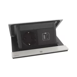   Legrand Incara Pop-up - bútorba süllyeszthető, 4 modul, 2P+F + USB C aljzat, rozsdamentes acél (Legrand 654828)