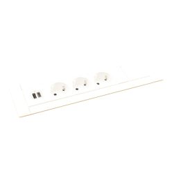   Legrand Incara Multilink - bútorba süllyeszthető, 8 modul, 3x2P+F + USB A+C aljzat, 2m kábellel, fehér (Legrand 654862)