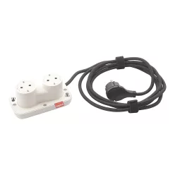   Legrand Incara Electr on 2x2P+F csatlakozóaljzat, 2,5m kábellel, fehér (Legrand 654910)