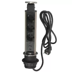   Legrand Incara Tower 60 - bútorba süllyeszthető, 3x2P+F + USB A+C aljzat, 2m kábellel (Legrand 654974)