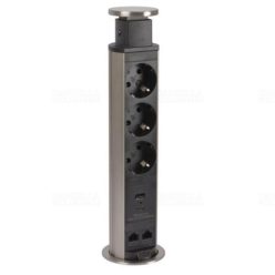   Legrand Incara Tower 60 - bútorba süllyeszthető, 3x2P+F + 2xRJ45 Cat.6 FTP + USB A+C aljzat, 2m kábellel (Legrand 654975)