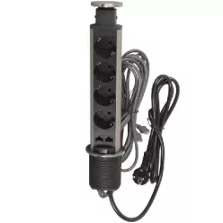   Legrand Incara Tower 60 - bútorba süllyeszthető, 4x2P+F + 2xRJ45 Cat.6 FTP aljzat, 2m kábellel (Legrand 654977)