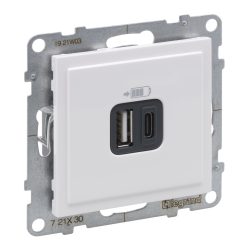   Legrand Suno 2xUSB - A+C csatlakozóaljzat, 3 A - 15 W, fehér (Legrand 721130)