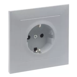   Legrand Suno 2P+F csatlakozóaljzat kerettel (rugós), biztonsági zsaluval, komplett, alumínium (Legrand 721328)