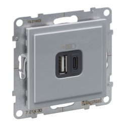   Legrand Suno 2xUSB - A+C csatlakozóaljzat, 3 A - 15 W, alumínium (Legrand 721330)