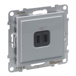   Legrand Suno 2xUSB-C csatlakozóaljzat, 3 A - 15 W, alumínium (Legrand 721331)