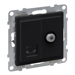   Legrand Suno TV "F" típus + RJ45 Cat.6 UTP aljzat, fekete (Legrand 721462)