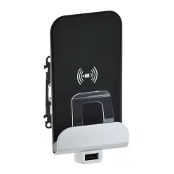   Legrand Valena Life Vezeték nélküli töltőállomás USB A-típusú
csatlakozóval, 2,4 A/ 12 W, 136,5 x 70 x 56,5 mm, lopásgátlóval, 50x80 mm érzékelési terület, 10°dőlés, Fehér (Legrand 753114)