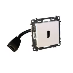   Legrand Valena Life Elővezetékelt HDMI 1.4 típusú csatlakozóaljzat, 15 cm kábellel szállítva, Fehér (Legrand 753175)