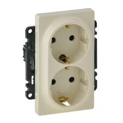   Legrand Valena Life 2x2P+F csatlakozóaljzat biztonsági zsaluval, egybeépített burkolattal, keret nélkül, rugós vezetékbekötéssel elefántcsont (Legrand 753226)