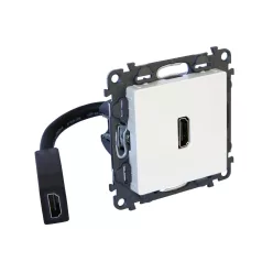   Legrand Valena Life Elővezetékelt HDMI 1.4 típusú csatlakozóaljzat, 15 cm kábellel szállítva, Elefántcsont (Legrand 753275)